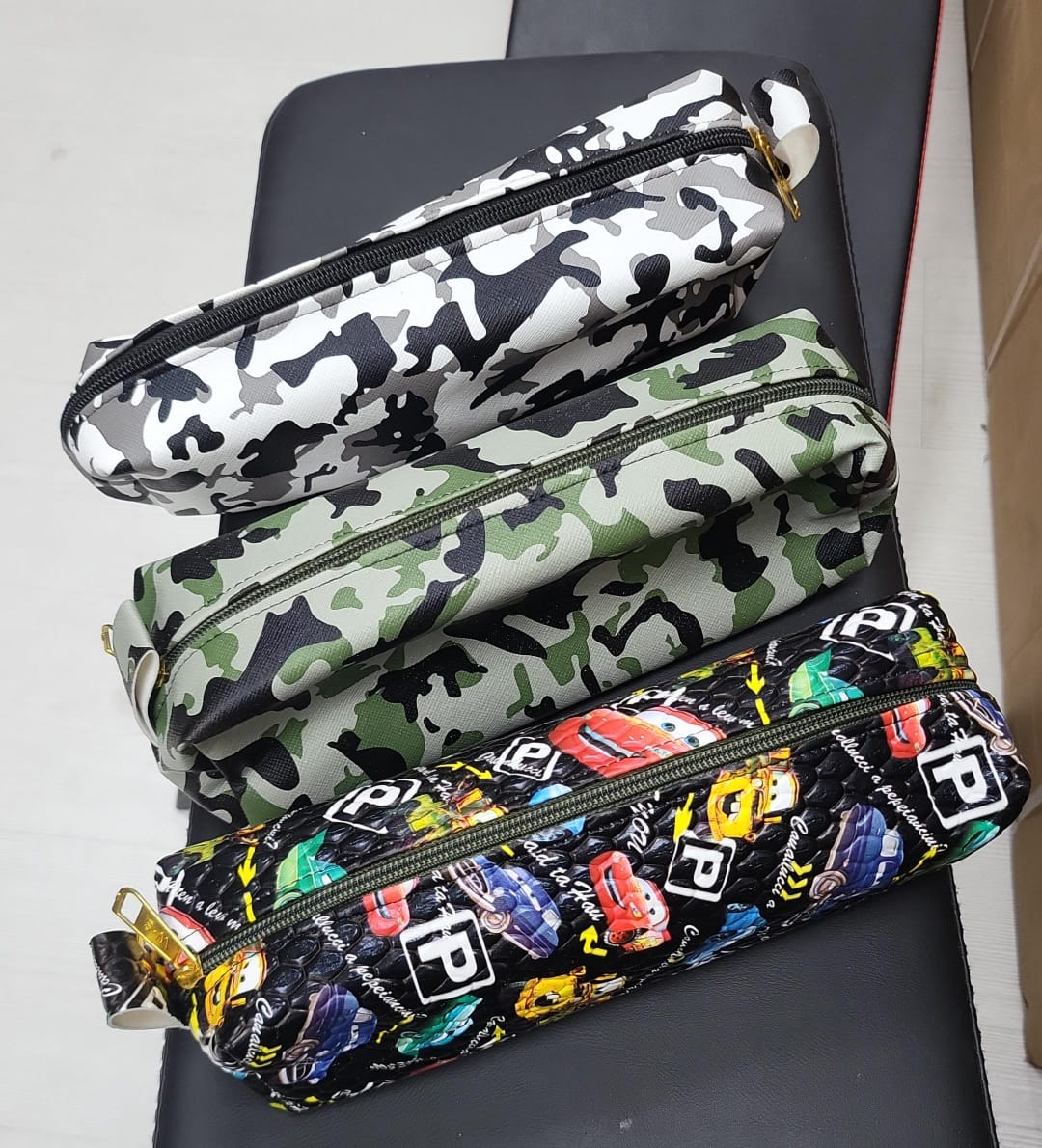 Athlete Home Multi-Purpose Gear Pouch – Waterproof Zipper Bag for Gym Accessories, Supplements, Toiletries & Everyday Essentials | Durable Camouflage & Cars Print Collection | Travel + Gym Organizer