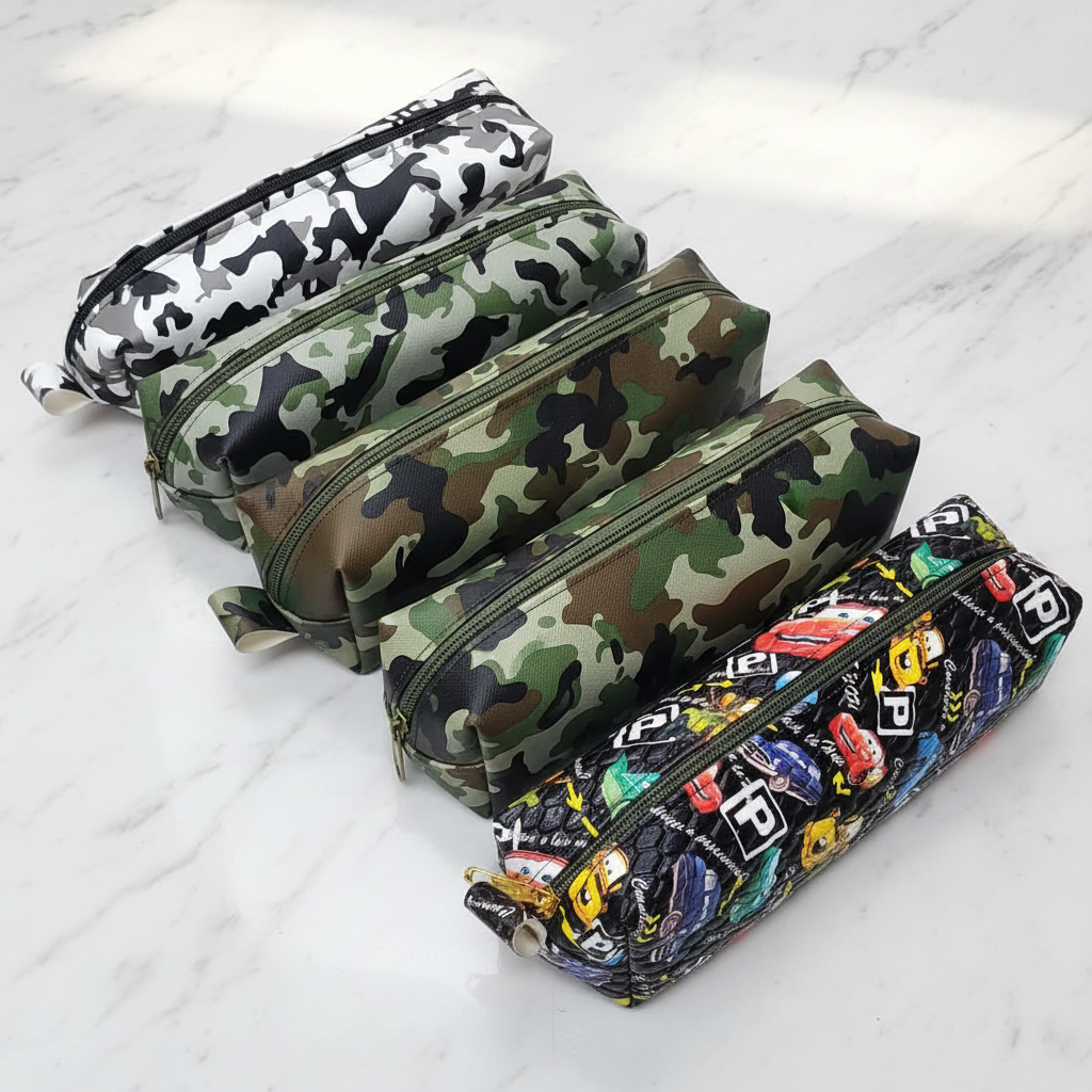 Athlete Home Multi-Purpose Gear Pouch – Waterproof Zipper Bag for Gym Accessories, Supplements, Toiletries & Everyday Essentials | Durable Camouflage & Cars Print Collection | Travel + Gym Organizer