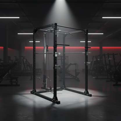 Premium Full Power Rack with Lat Pulldown & Low Row | Heavy-Duty Squat Rack for Home Gym | Multi-Functional Strength Training Cage for Squats, Bench Press & Muscle Building in Egypt