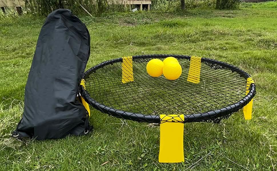 Professional Spikeball Roundnet Set with Training Balls & Carry Bag – Outdoor & Home Cardio, Agility & Reflex Training Game