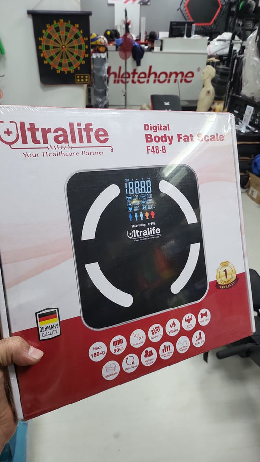 ميزان Ultralife الذكي لقياس الدهون ونسب الجسم – ميزان رقمي لتحليل تركيب الجسم، الوزن، الدهون، الماء، العضلات وBMI بدقة عالية 