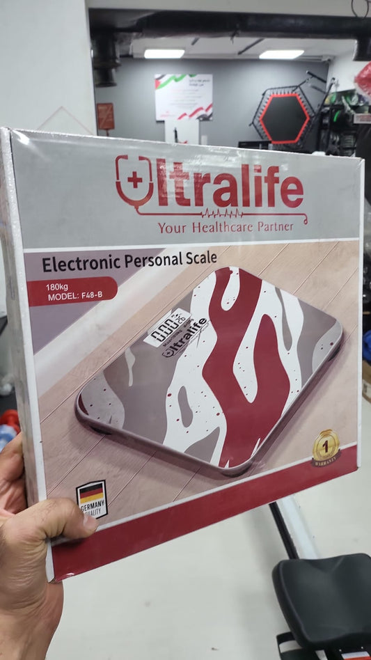ميزان Ultralife الإلكتروني الشخصي الرقمي – ميزان وزن دقيق حتى 180 كجم بشاشة LED وتصميم زجاجي متين بجودة ألمانية