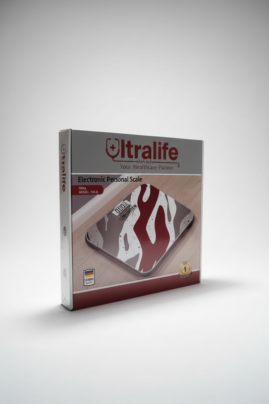 ميزان Ultralife الإلكتروني الشخصي الرقمي – ميزان وزن دقيق حتى 180 كجم بشاشة LED وتصميم زجاجي متين بجودة ألمانية