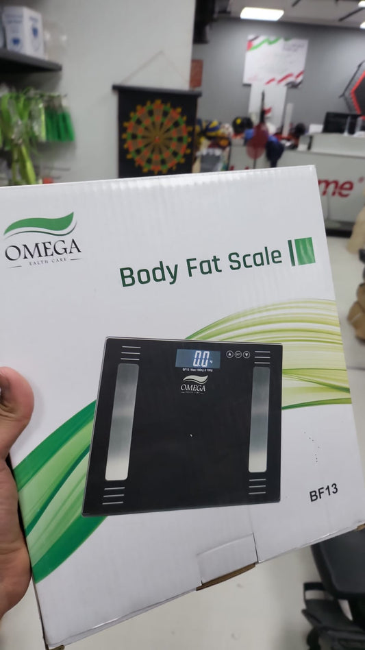 ميزان أوميغا BF13 الذكي لقياس دهون الجسم – ميزان رقمي لتحليل مكونات الجسم (الوزن، نسبة الدهون، الكتلة العضلية، BMI) بدقة عالية للاستخدام المنزلي والجيم