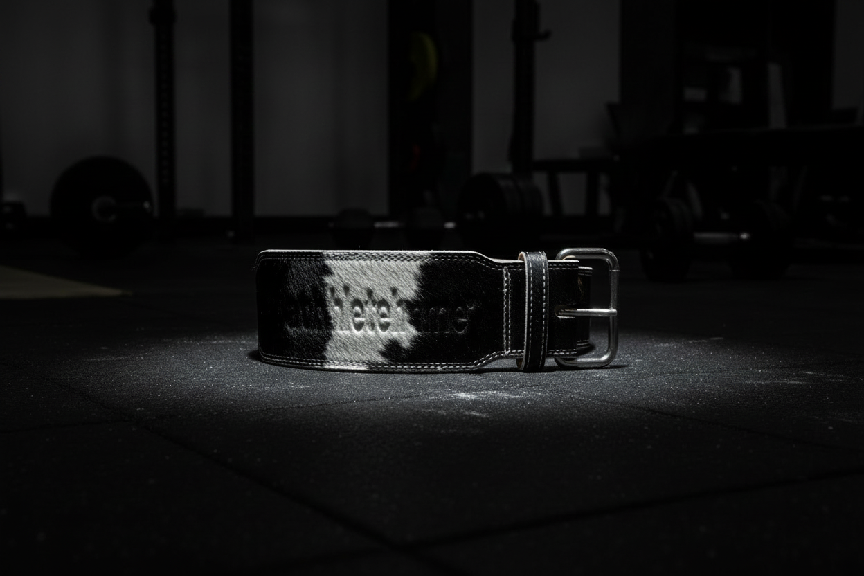 Premium Cowhide Genuine Leather Weightlifting Belt – Hair-On Leather Back Support Belt for Squats, Deadlifts & Heavy Strength Training