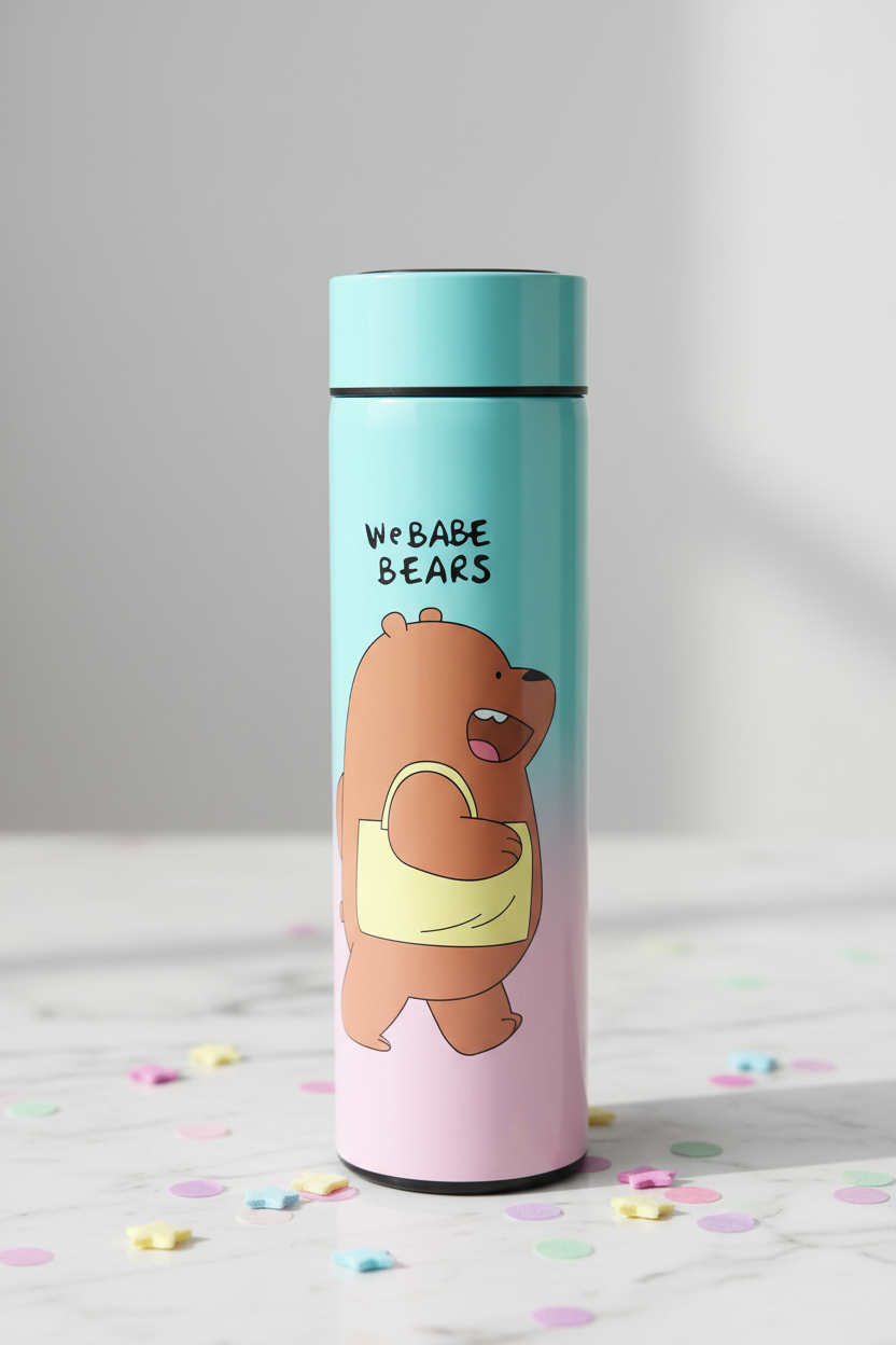 We Bare Bears Insulated Stainless Steel Sports Water Bottle – Leak-Proof Thermal Flask for Gym, Workouts, Office & Daily Hydration