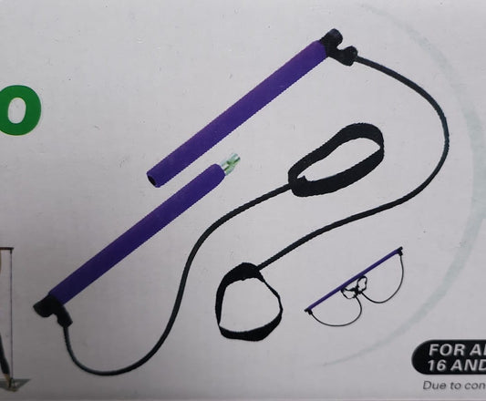 عصا بيلاتس مع حبال مقاومة متعددة الاستخدام – Resistance Band Bar لتمارين القوة، شد الجسم، وتمرين كامل في المنزل