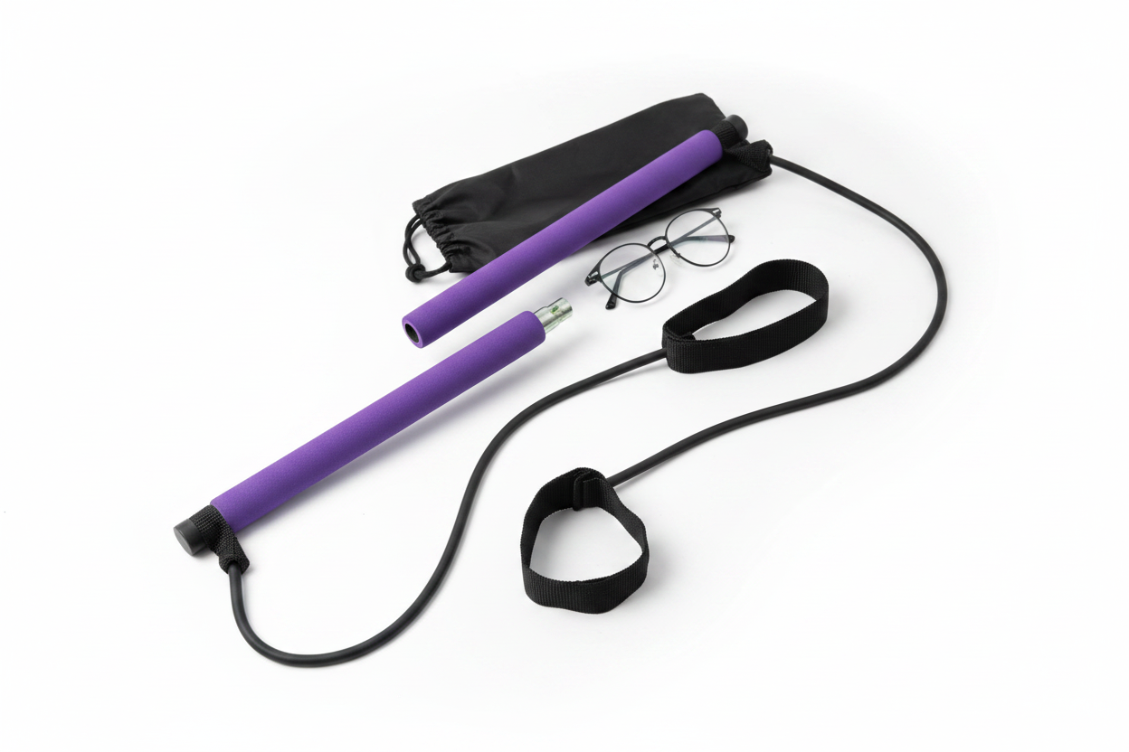 Pilates Bar with Resistance Bands for Home Workouts – Portable Resistance Band Bar for Full Body Strength, Toning & Flexibility