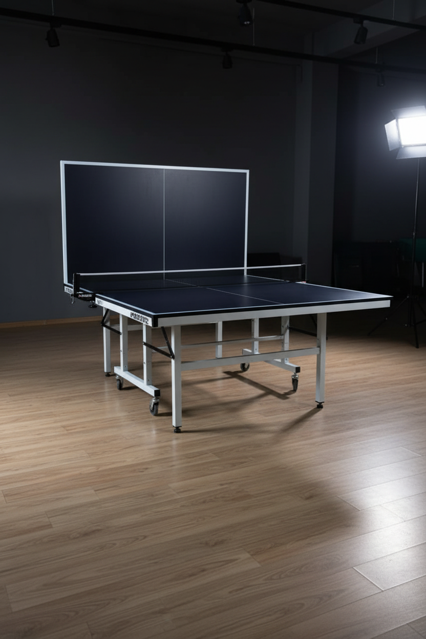 Professional 17-18 Mm Indoor Table Tennis Table with Wheels – Foldable Ping Pong Table for Home, Garden & Club Training