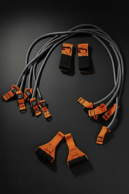 مجموعة حبال المقاومة الأنبوبية الفاخرة متعددة المستويات من Athlete Home – طقم 11 قطعة قابل للتعديل مع مقابض إسفنجية مريحة، أحزمة كاحل نيوبريم، ومثبت للباب لتمارين القوة المنزلية، تنحيف ونحت الجسم بالكامل