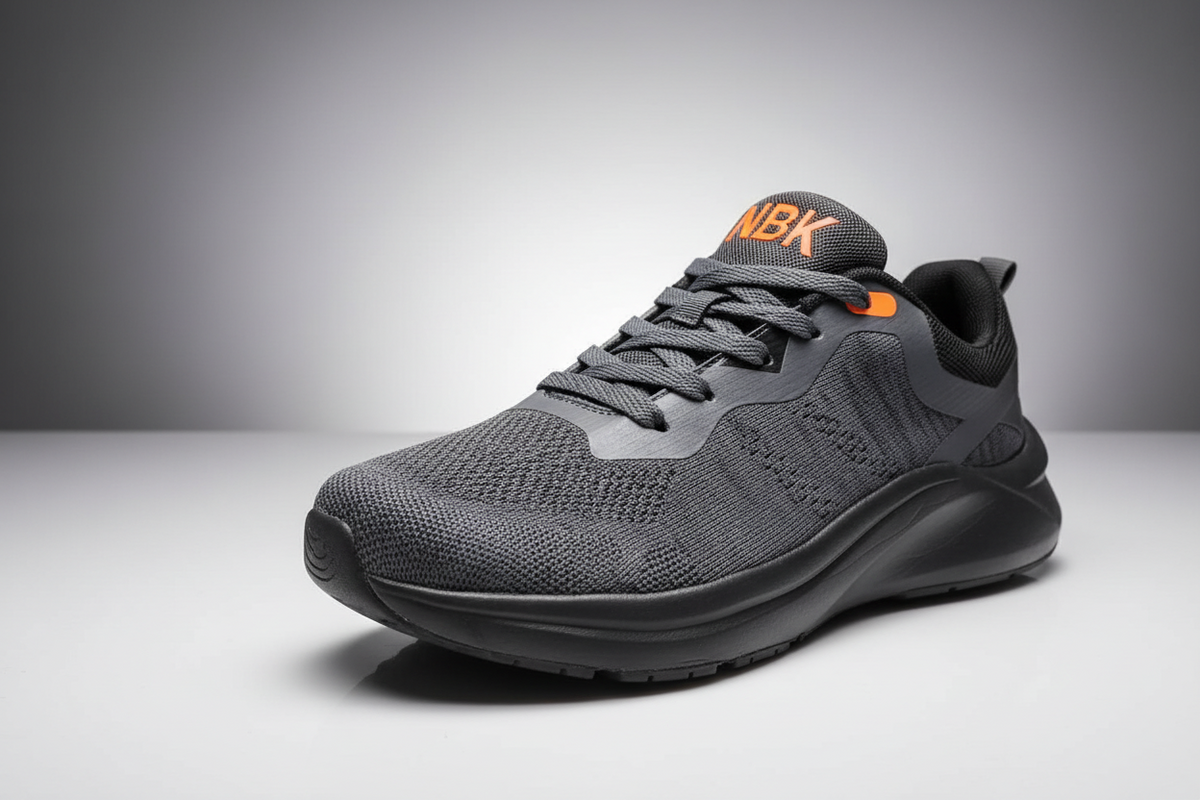 AeroKnit 350 Core Black Grid Training Shoes – High-Elasticity Checkered Knitted Sports Sneakers with Cushioned White Shock-Absorbing Midsole for Gym, Cardio, and Fitness Workouts