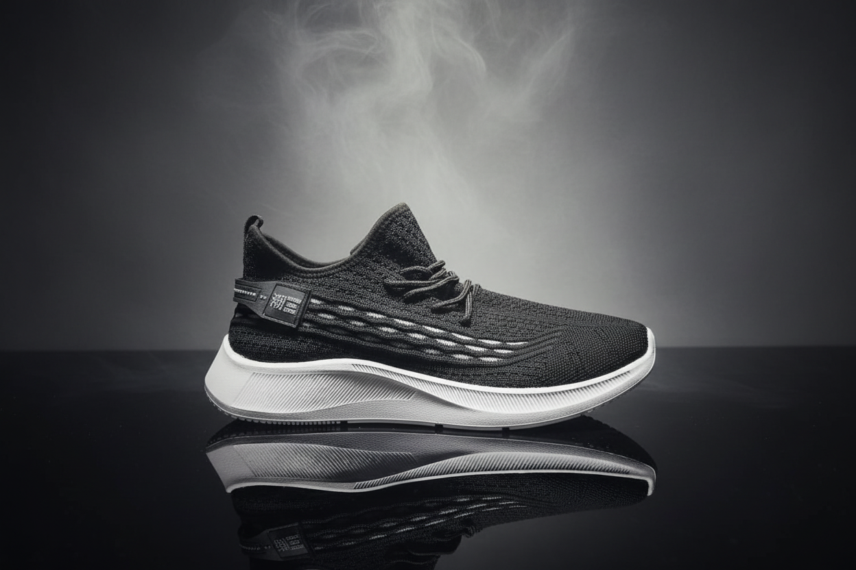 حذاء جري رياضي أثليت هوم أبكس نيت (Athlete Home Apex Knit) للرجال والنساء – حذاء رياضي خفيف الوزن ومسامي عالي الأداء للجري، الجيم والتمارين الشاملة (لون أسود/أبيض)