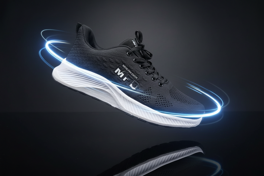 Athlete Home MFD Air-Knit Unisex Sports Shoes – Ultra-Lightweight Breathable Running Sneakers & Gym Trainers with Shock-Absorbing Wave Sole (Black)
