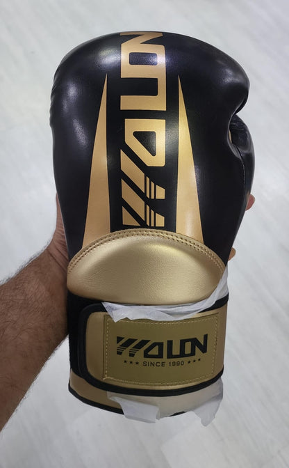 Athlete Home Premium Gold Edition Boxing Gloves | Professional Hook and Loop Training Gloves for Sparring, Kickboxing, Muay Thai & Heavy Bag Work