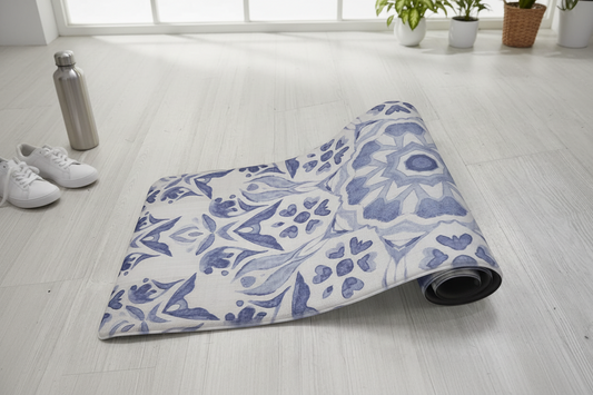 Athlete Home Premium Suede Yoga Mat with Aesthetic Mandala Pattern – Non-Slip High-Density Exercise Mat for Home Gym, Pilates, and Core Strength Workouts