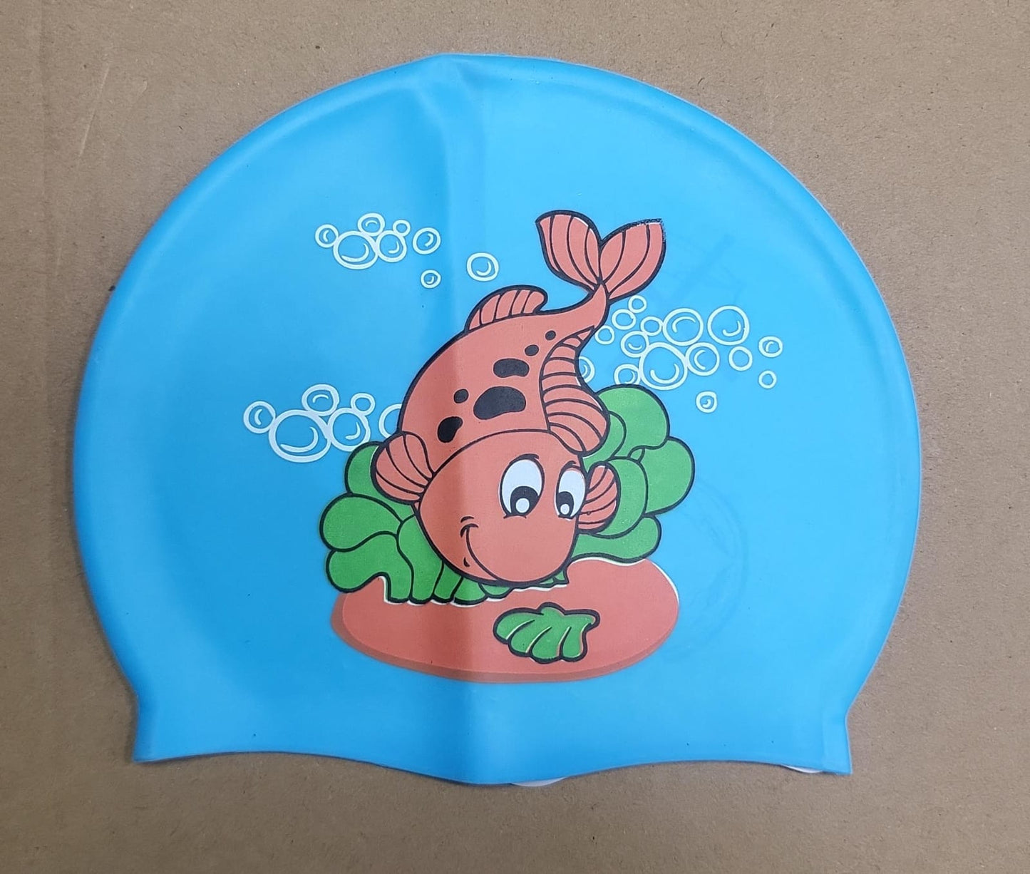 Premium Non-Slip Silicone Swimming Cap for Kids and Youth - Waterproof, High-Elasticity Protective Swim Hat with Cute Cartoon Fish Design