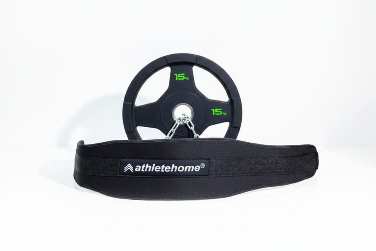 Athlete Home Premium Neoprene Dip Belt with Heavy Duty Steel Chain for Weighted Pull-Ups, Dips, and Squats – Ergonomic Back Support Lumber Protection Weightlifting Belt