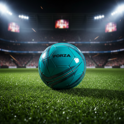 FORZA Premium Training Soccer Ball – High-Durability Waterproof Football for Intense Team Practice, Match Play, and Field Training – Cyan/Black Edition