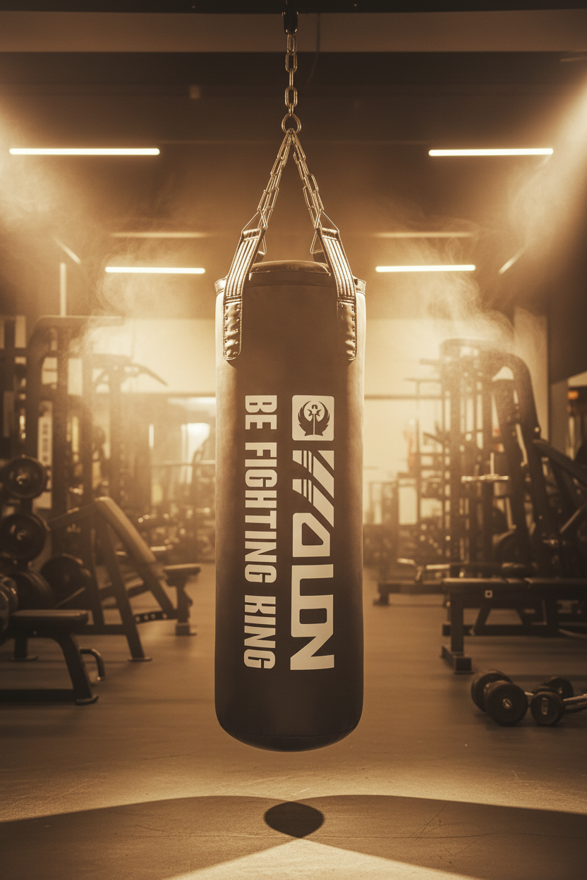 WOLON "Be Fighting King" Heavy Punching Bag – High-Performance Leather Boxing & MMA Training Bag with Reinforced Hanging Straps for Home and Gym