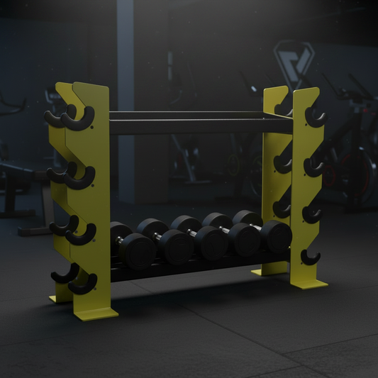 Heavy-Duty Multi-Tier Dumbbell & Kettlebell Storage Rack | Compact Steel Home Gym Weight Stand & Free-Weight Organizer