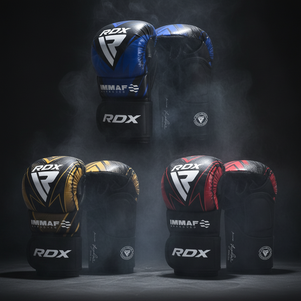 قفازات سبارينج للفنون القتالية المختصة (MMA) معتمدة من IMMAF من RDX – بطانة ممتصة للصدمات ودعم للرسغ لتدرّب القتال واللياقة البدنية