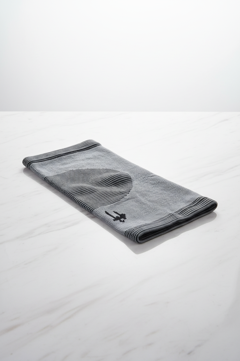 Seamless Grey Knit Compression Elbow Support Sleeve for Joint Stability & Recovery | Breathable Athletic Elbow Brace | Athlete Home