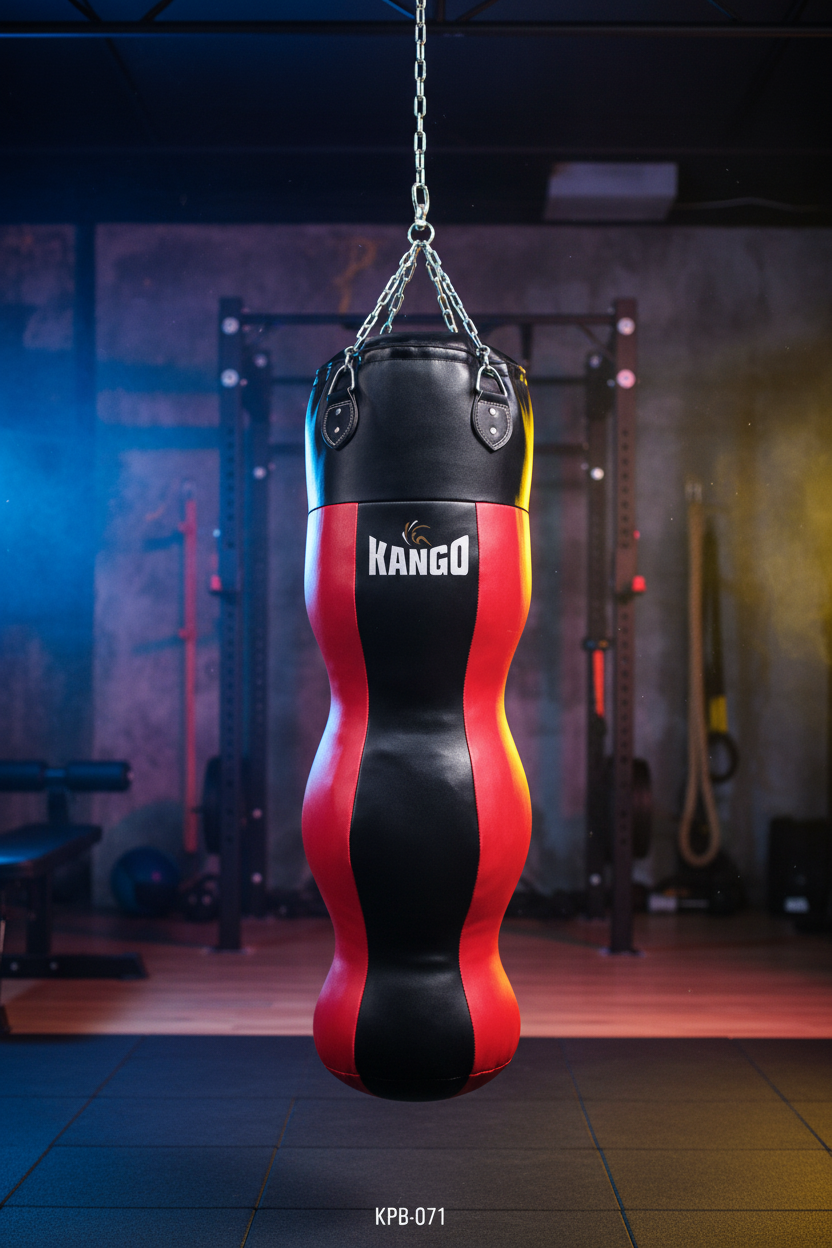 Kango Curved Contour Boxing Punching Bag KPB-071 – Heavy Duty Leather Martial Arts & Kickboxing Training Bag for Home & Gym