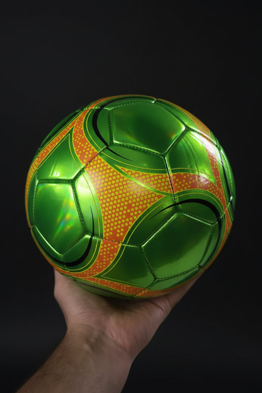 Pro Metallic Green & Orange Soccer Ball for Match Play, Training & Skill Improvement