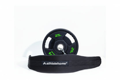 Athlete Home Premium Neoprene Dip Belt with Heavy Duty Steel Chain for Weighted Pull-Ups, Dips, and Squats – Ergonomic Back Support Lumber Protection Weightlifting Belt