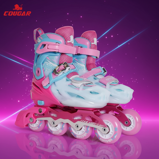 Cougar Adjustable Kids Inline Skates for Girls | Professional Grade ABEC-7 Bearings for Smooth & Safe Skating | Durable Pink & Blue Roller Blades for Beginners & Future Champions in Egypt