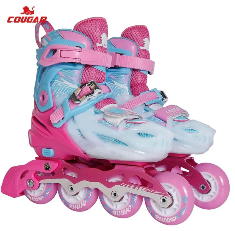 Cougar Adjustable Kids Inline Skates for Girls | Professional Grade ABEC-7 Bearings for Smooth & Safe Skating | Durable Pink & Blue Roller Blades for Beginners & Future Champions in Egypt