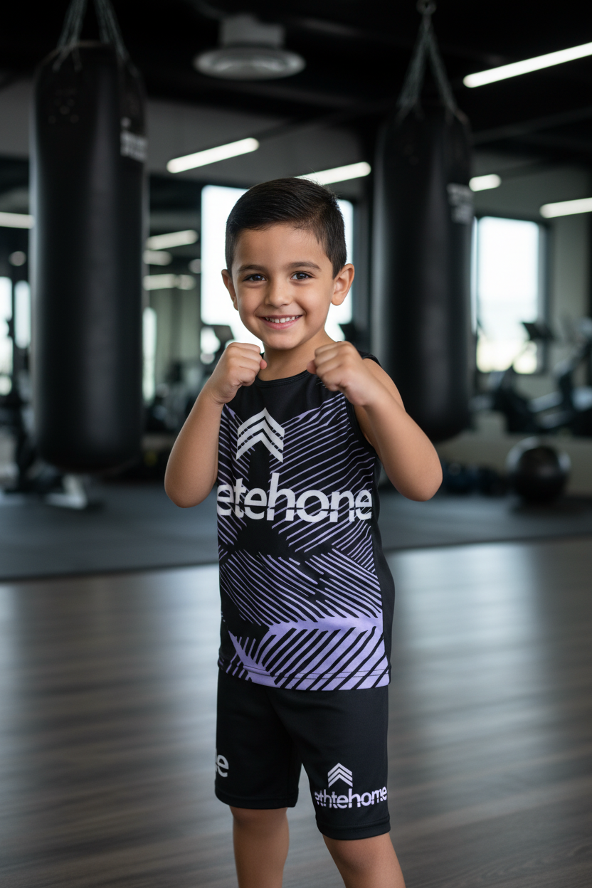 Athlete Home 'Kinetic Flow' Performance Set | Breathable High-Waisted Shorts & Top for Gym, HIIT & Yoga | Lavender & Black Graphic Print