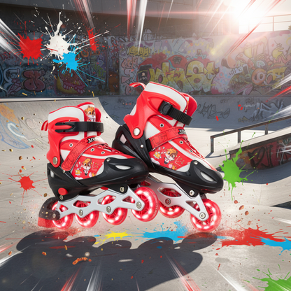 Athlete Home Adjustable Kids Inline Skates - High-Performance Rollerblades for Boys & Girls with Triple-Lock Safety System | Durable & Comfortable Beginner Skates for a Lifetime of Fitness | Red & White