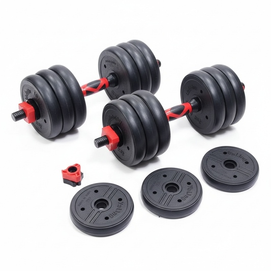 Black Red Dumbbell Set