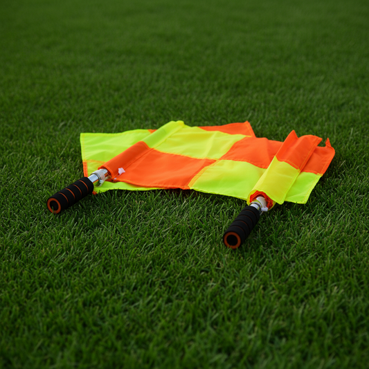 Professional Referee & Linesman Flags (Set of 2) - High-Visibility Checkered Flags with Non-Slip Foam Grips for Football, Soccer & Track and Field Events