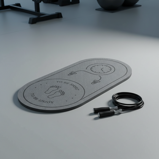 Premium Oval Mat | Athlete Home Premium Oval Mat for Jump Rope and Cardio – Thick Shock-Absorbing & Soundproof Fitness Mat with Non-Slip Texture and Carrying Strap for Home Gym Workouts