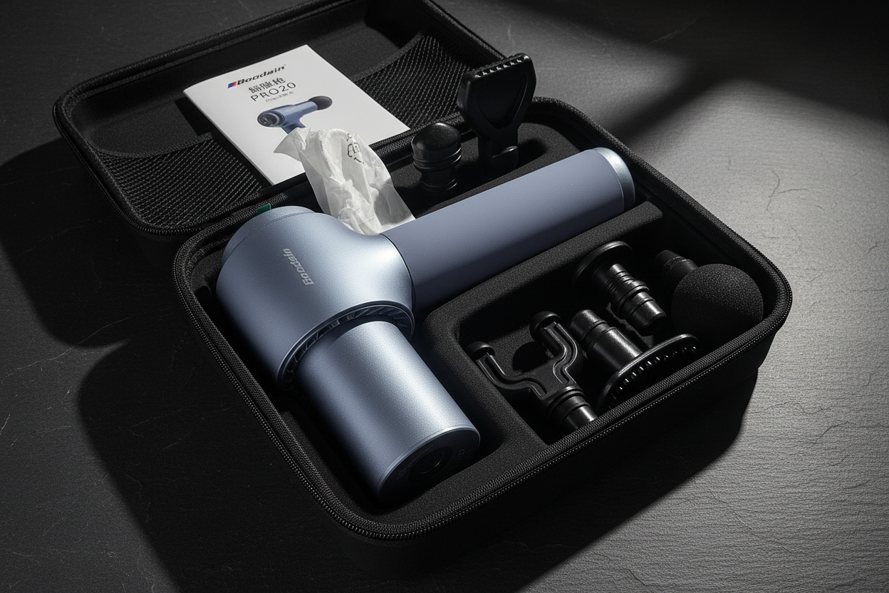 Boodain Pro 20 Deep Tissue Percussion Massage Gun – Handheld Electric Muscle Massager for Athletes, Post-Workout Recovery, Pain Relief, and Fascial Relaxation with Portable Storage Case Bodain Massage Gun