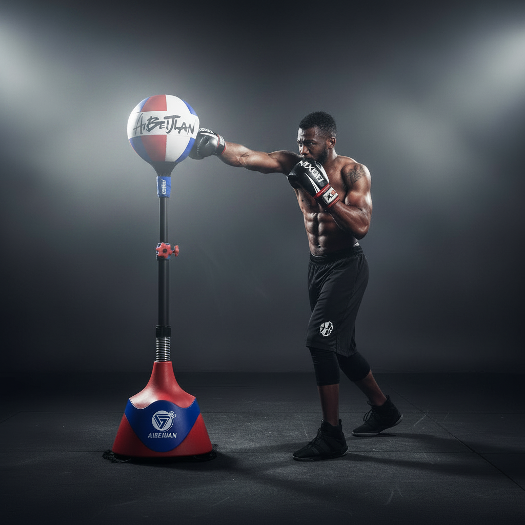 Athlete Home Pro Reflex Boxing Ball with Adjustable Stand – Heavy-Duty Cobra Punching Bag for Speed, Agility & Coordination Training – Ultimate Home Gym Striking Gear for Boxing & Fitness (Red, White & Blue Edition) Floor Speed Ball