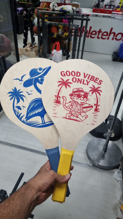 Wooden Racket For Beach Fun | Athlete Home Premium Wooden Beach Racket Set – Durable Waterproof Frescobol Rackets with Ergonomic Grip for Outdoor Beach Sports & Fun