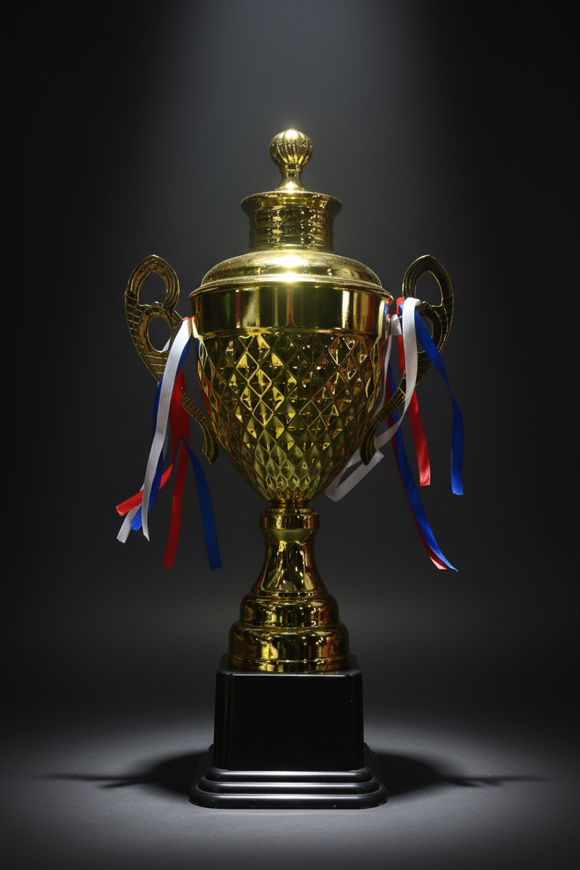 The "Legacy" Championship Gold Cup - Premium Large Victory Trophy with Lid & Ribbons for Sports Tournaments, Fitness Competitions, and Corporate Achievement Awards in Egypt