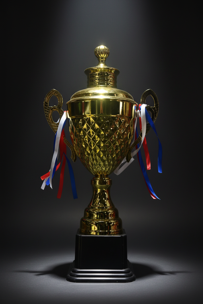 The "Legacy" Championship Gold Cup - Premium Large Victory Trophy with Lid & Ribbons for Sports Tournaments, Fitness Competitions, and Corporate Achievement Awards in Egypt
