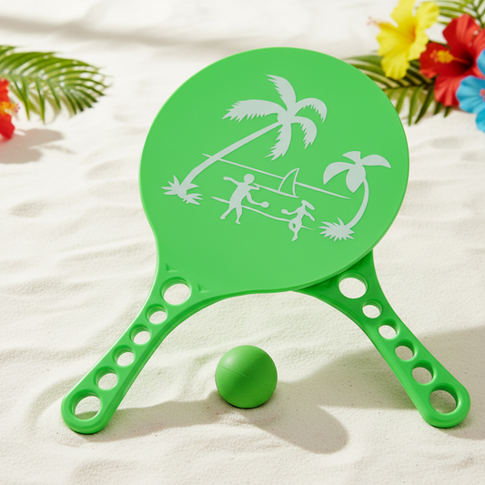Athlete Home Premium Beach Racket Set – Heavy-Duty PVC Paddle Ball Set with 2 Waterproof Green Beach Paddles and 1 High-Bounce Rubber Ball for Outdoor Fun, Agility Training, and Fitness Pvc Beach Rackets with Ball