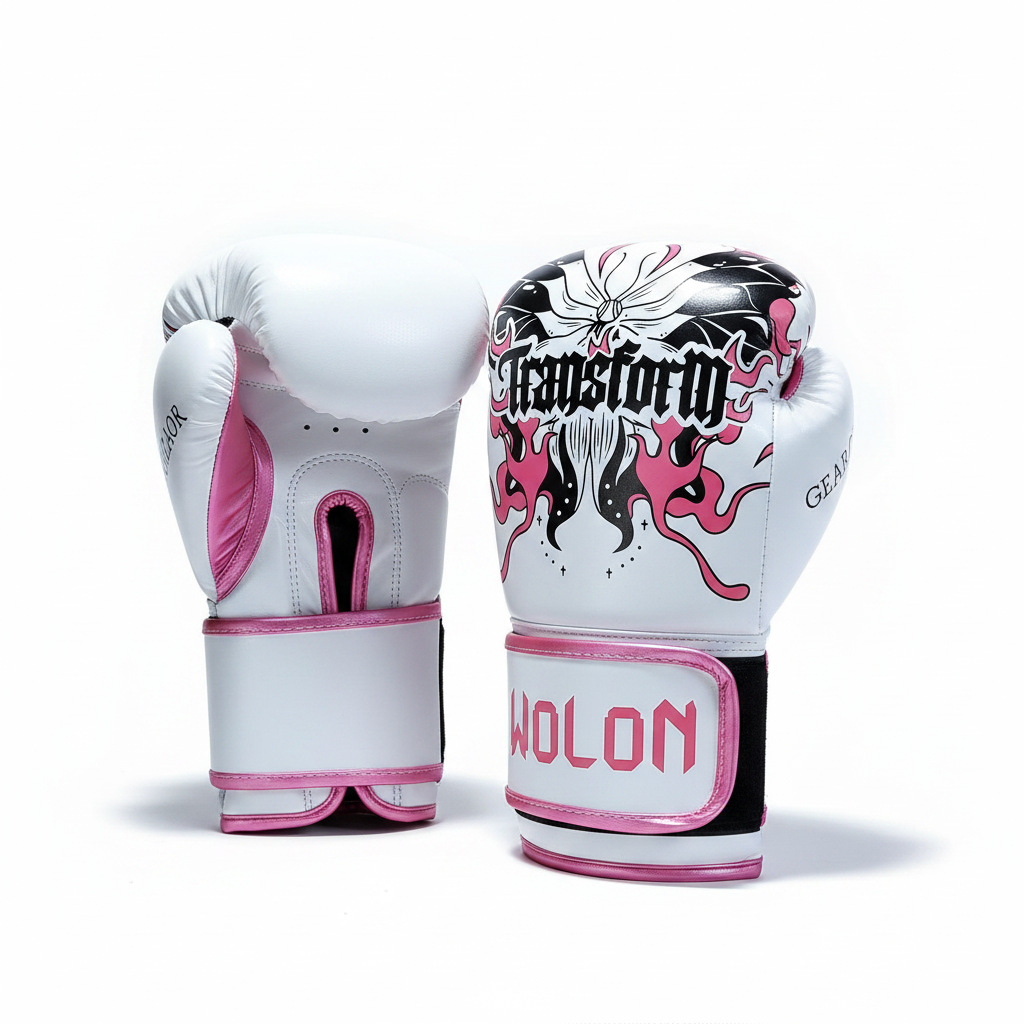 Wolon Transform Premium Boxing Gloves with Pink Flame Design – High-Density Foam Sparring and Heavy Bag Training Gloves for MMA, Kickboxing, and Fitness Cardio Workouts