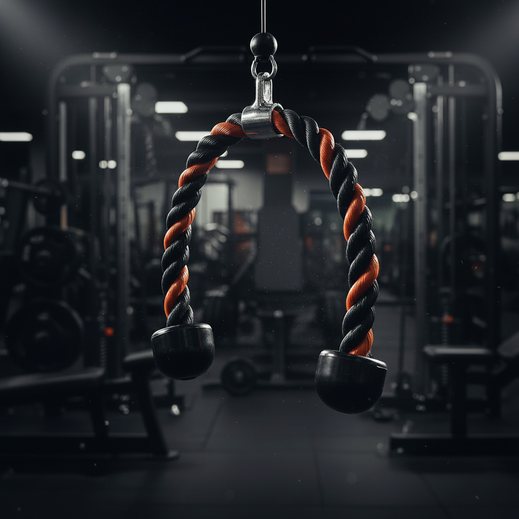 حبل ترابيس وبايسبس سميك احترافي من اتليت هوم – حبل سحب الكابل (Tricep Rope) شديد التحمل لتمارين الجيم والمنزل بأطراف مطاطية آمنة