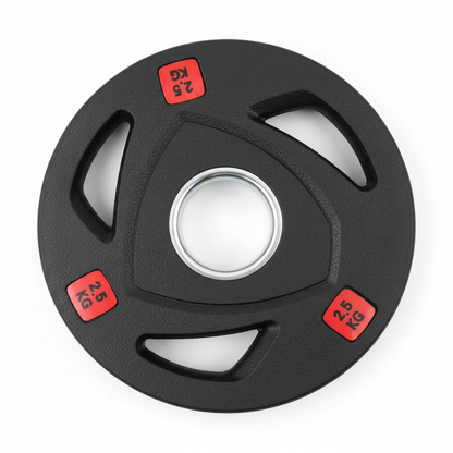 Athlete Home Premium 3-Grip Rubber Coated Weight Plate – Olympic Bumper Plate with Steel Insert for Strength Training, Home Gym & Body Sculpting Olympic Imported Plate