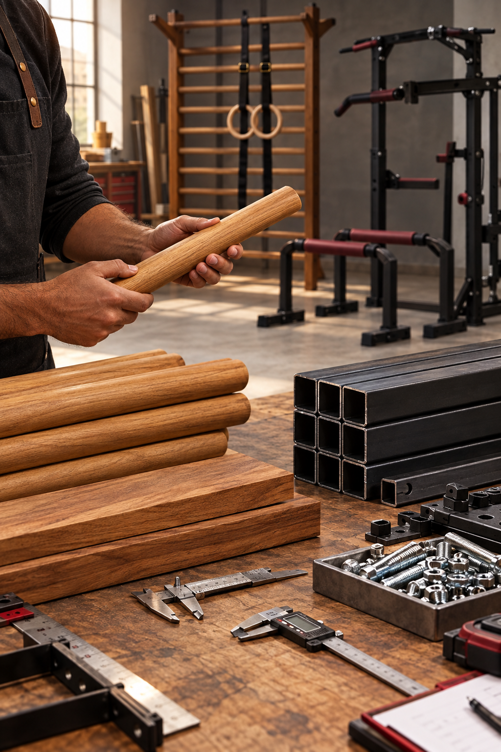 Selecting wood and steel for calisthenics equipment