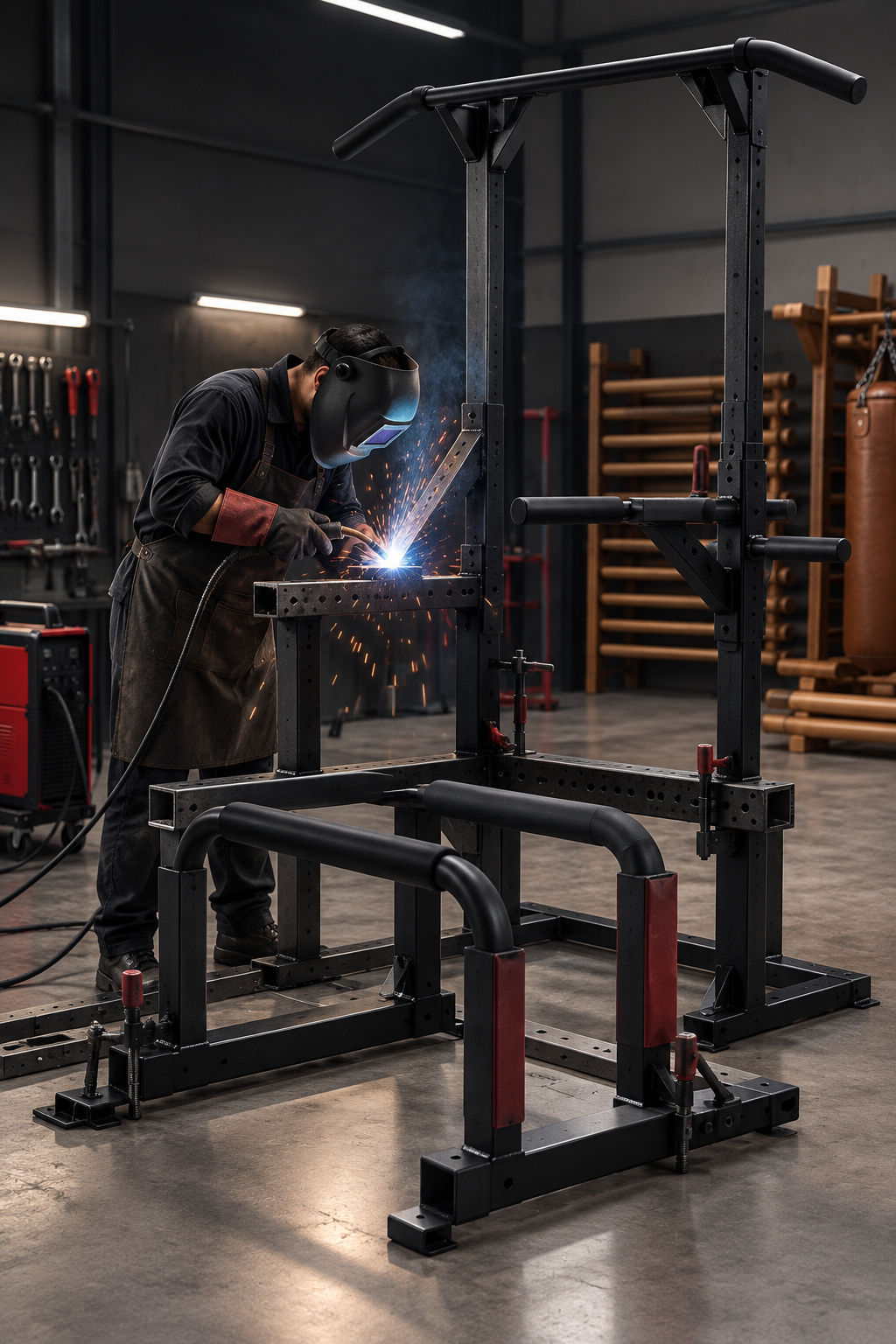 Welding and assembling steel calisthenics equipment